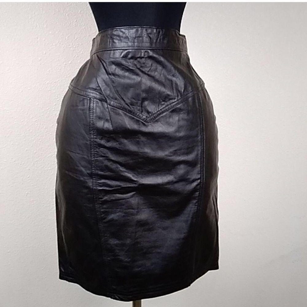 Black Genuine Leather Skirt sz 11/12 NWT NOW NEXT